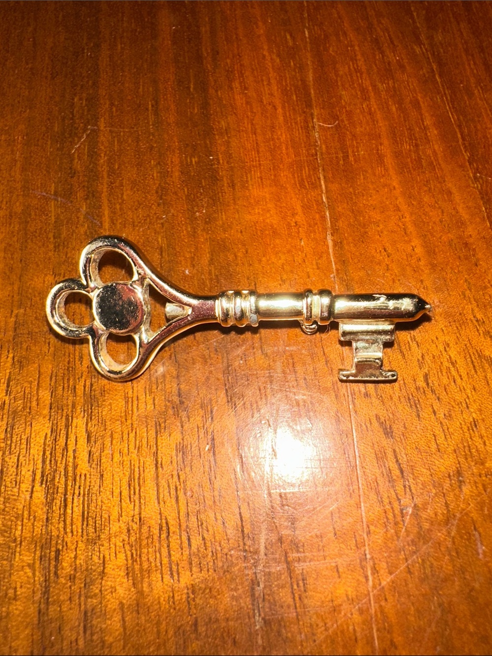 Vintage-Style Gold Tone Small Skeleton Key Brooch
